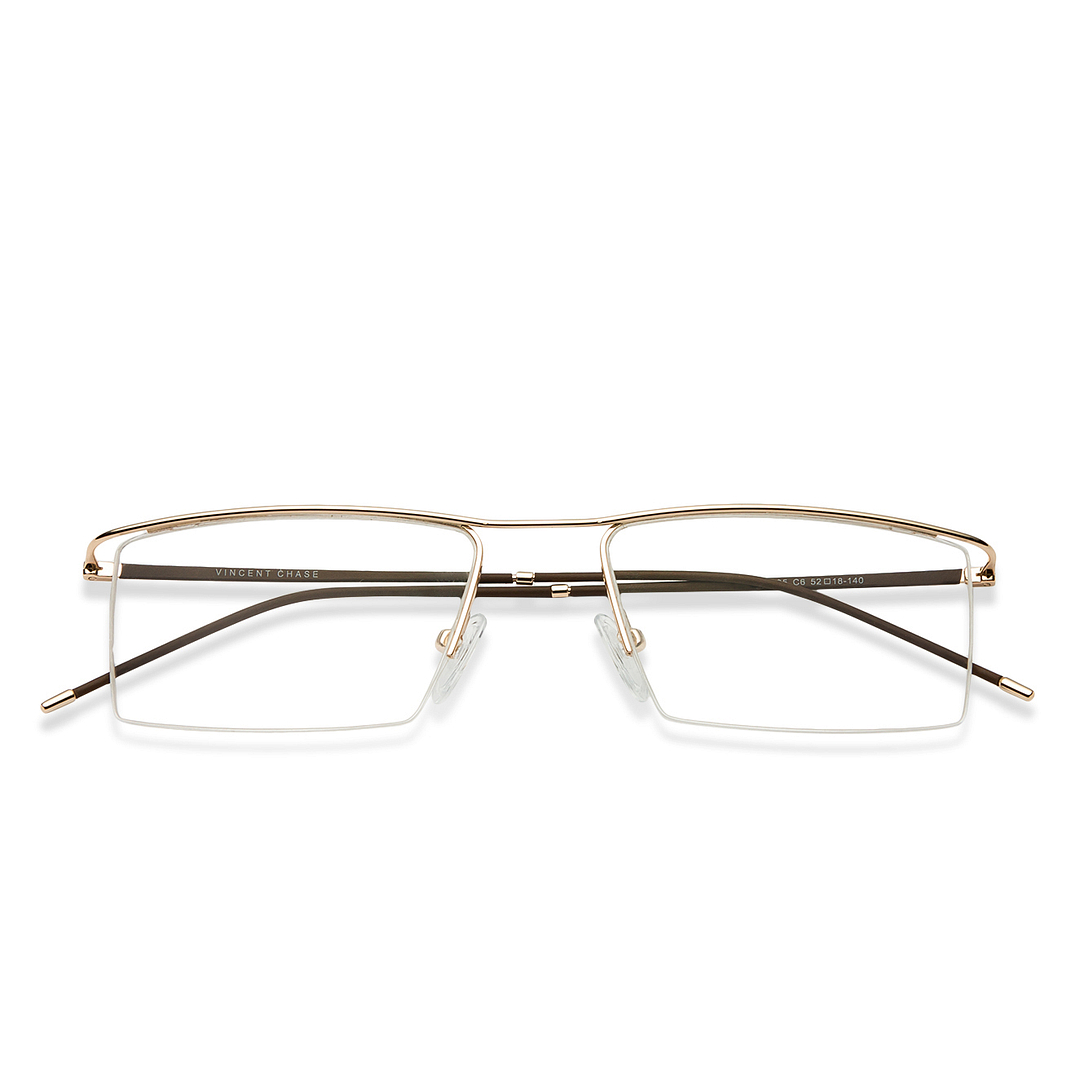 Lenskart Air Online Gold Half Rim Rectangle left side