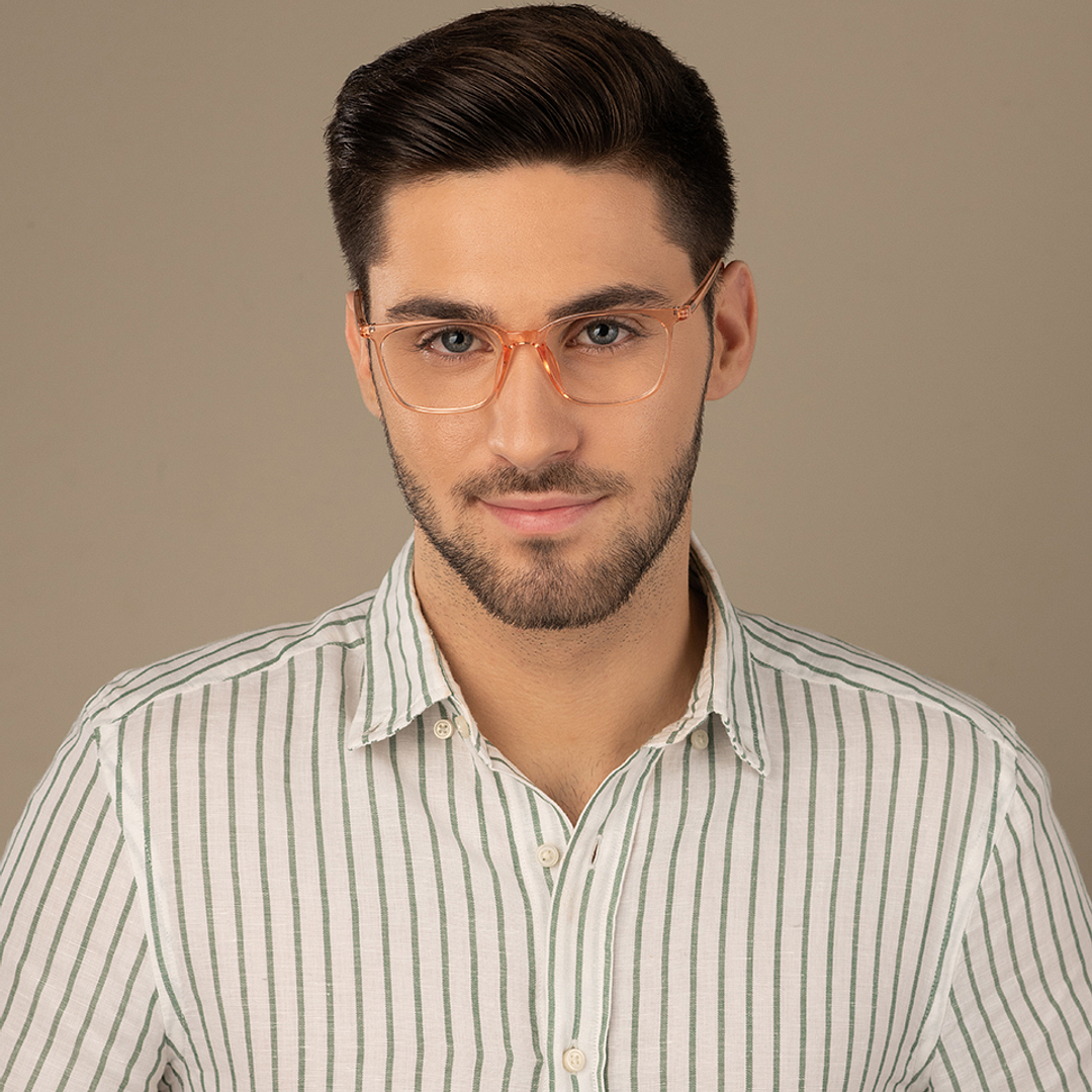 Lenskart Air Online Orange Transparent Full Rim Square left side