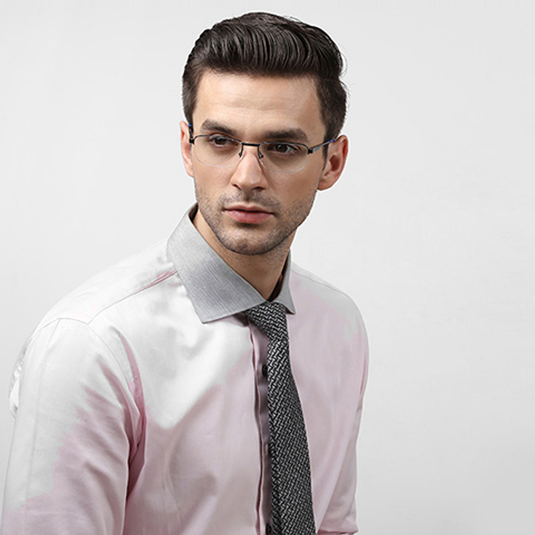 Vincent Chase Online Mid Gunmetal Half Rim Rectangle left side