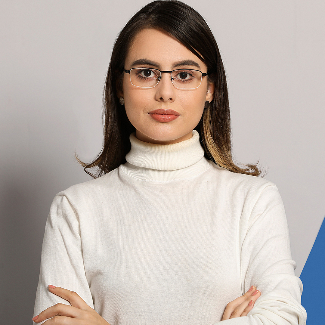 Vincent Chase Online Mid Gunmetal Half Rim Rectangle right side