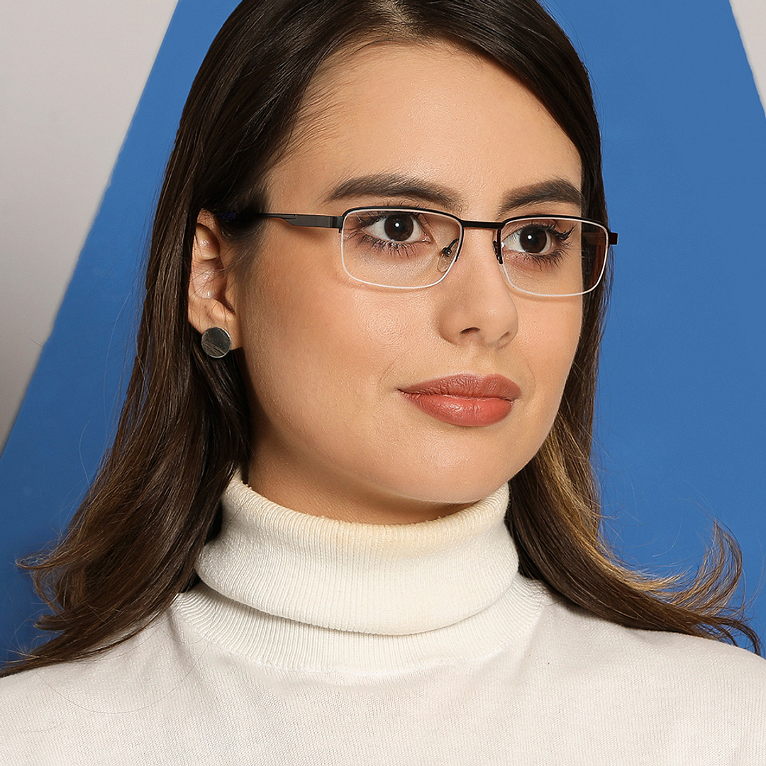 Vincent Chase Online Mid Gunmetal Half Rim Rectangle left side