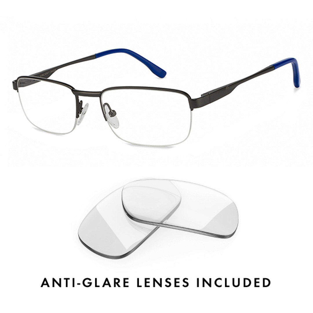 Vincent Chase Online Mid Gunmetal Half Rim Rectangle left side