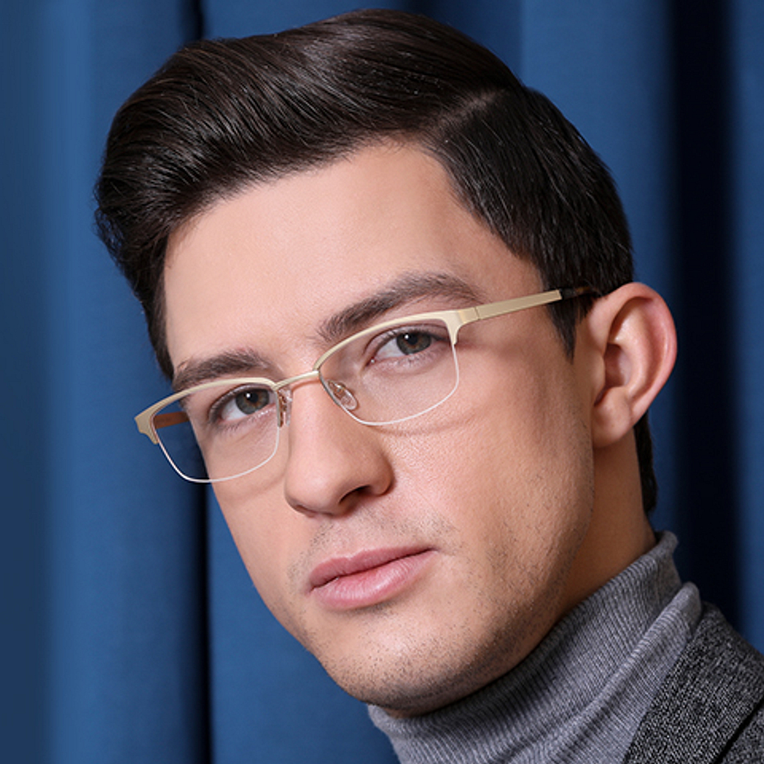 Vincent Chase Online Gold Half Rim Rectangle left side