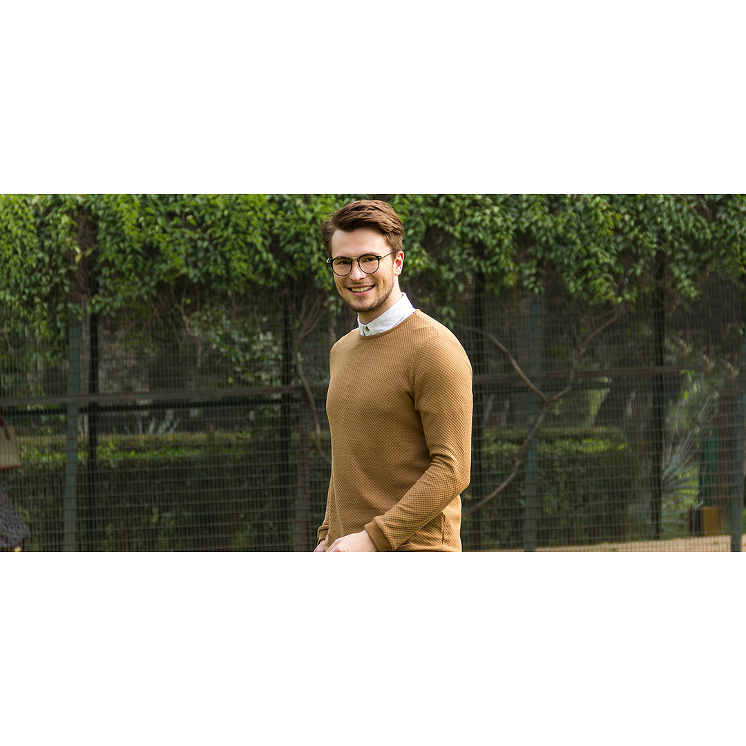 Lenskart Air Online Light Brown Full Rim Round left side