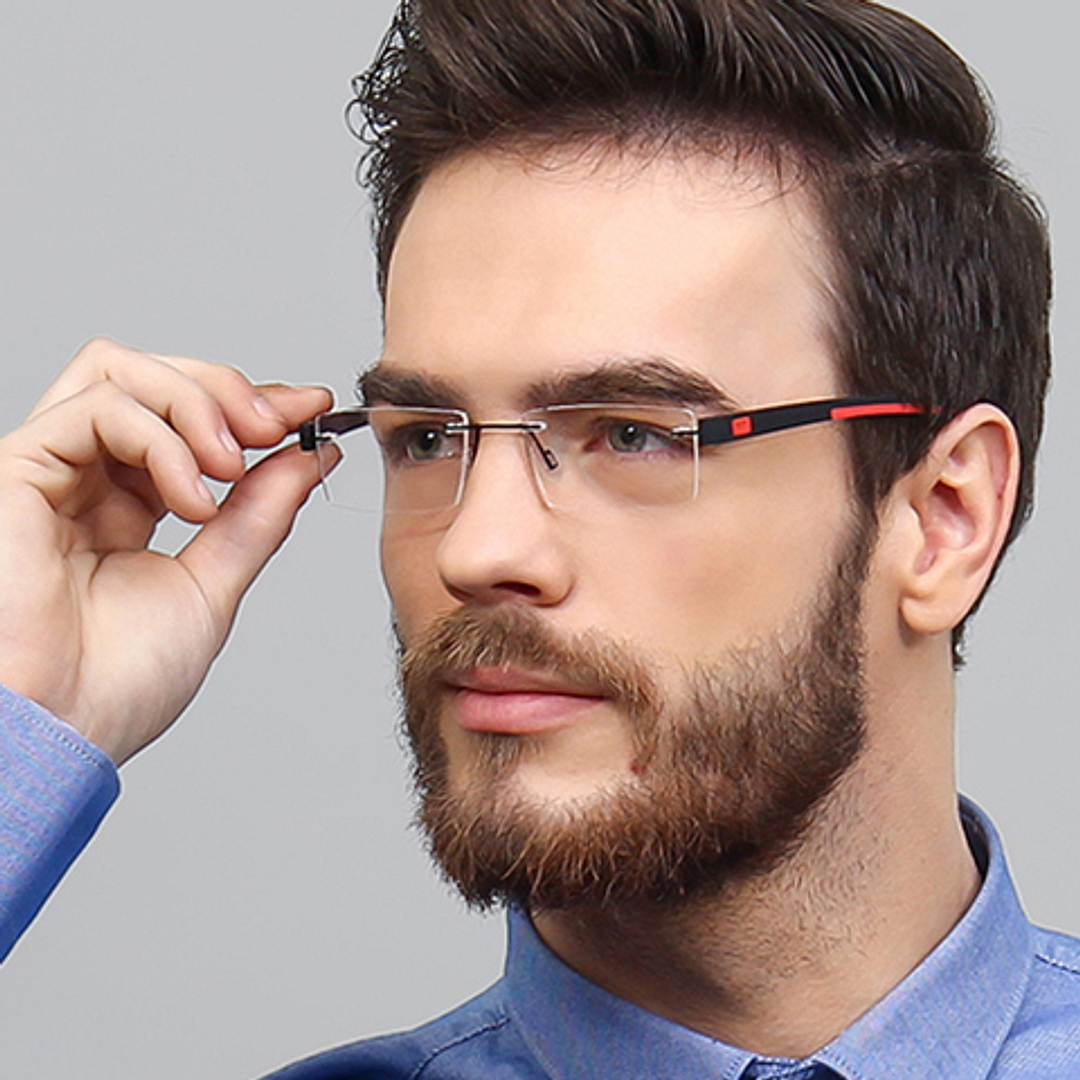 Lenskart Air Online Black Rimless Rectangle left side