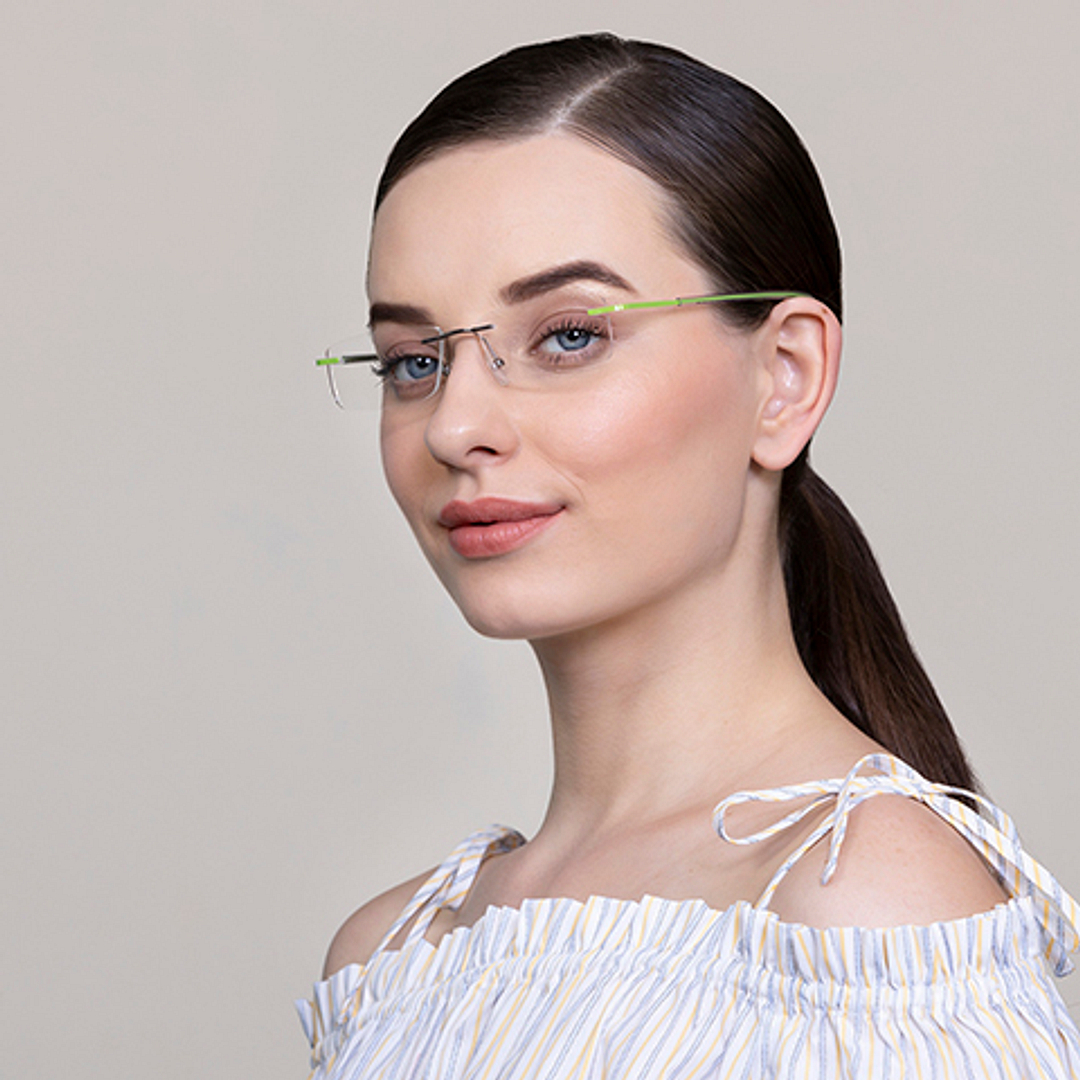 Vincent Chase Online Mid Gunmetal Rimless Rectangle right side