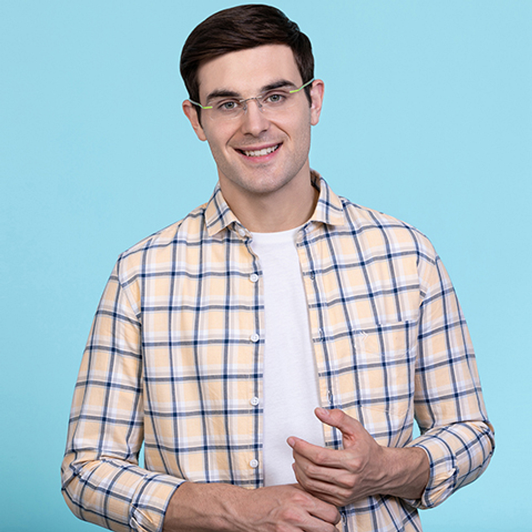 Vincent Chase Online Mid Gunmetal Rimless Rectangle left side