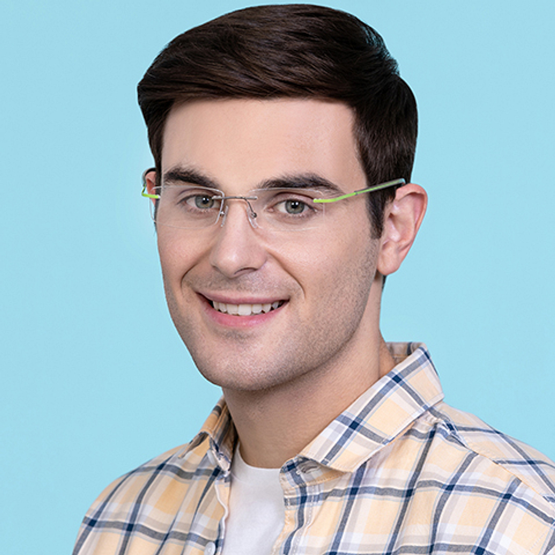 Vincent Chase Online Mid Gunmetal Rimless Rectangle left side