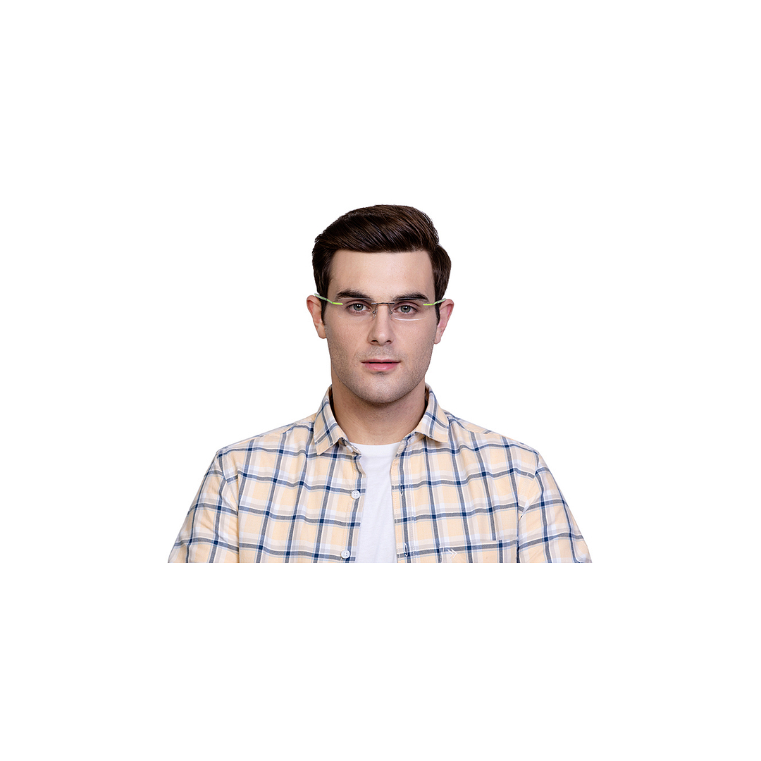 Vincent Chase Online Mid Gunmetal Rimless Rectangle left side