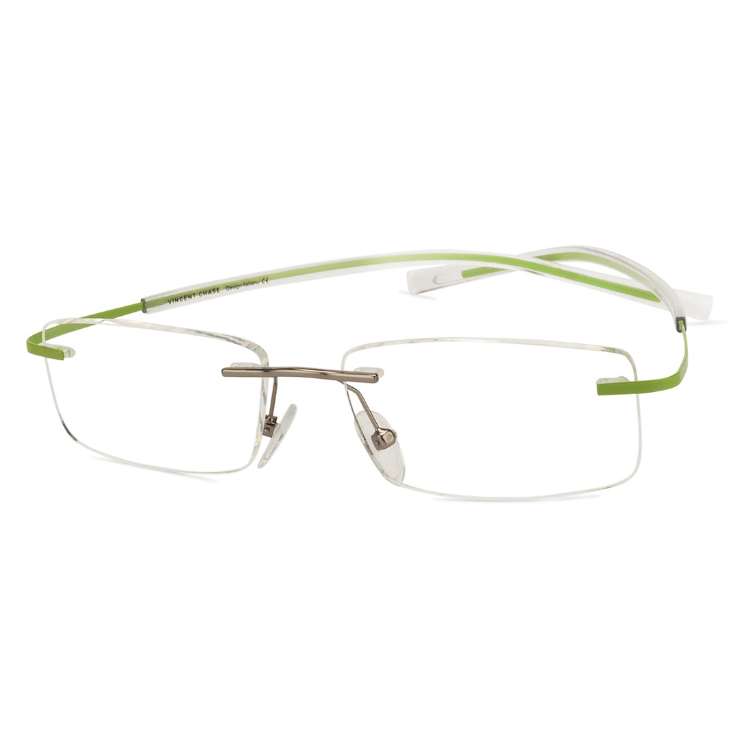 Vincent Chase Online Mid Gunmetal Rimless Rectangle left side