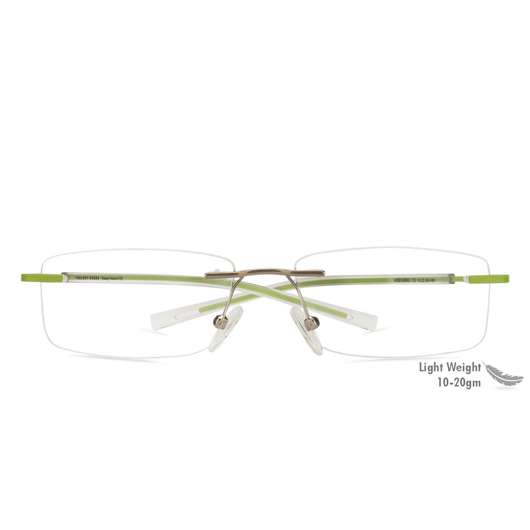 Vincent Chase Online Mid Gunmetal Rimless Rectangle left side