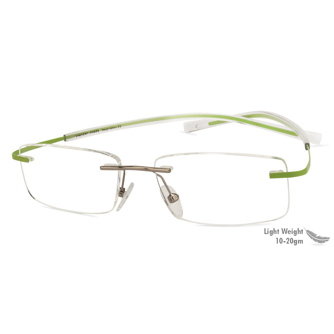 Vincent Chase Online Mid Gunmetal Rimless Rectangle right side