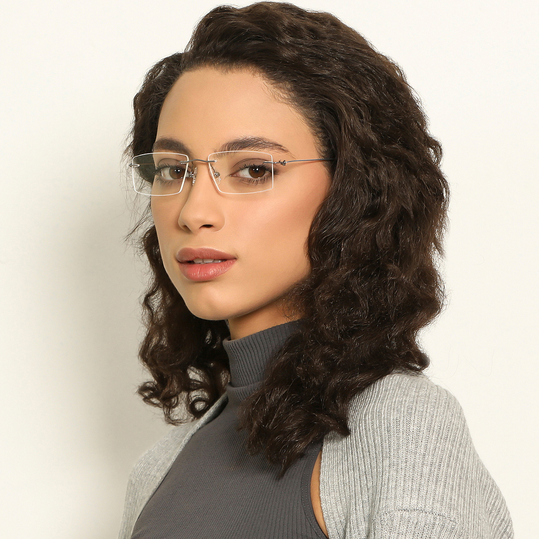 Vincent Chase Online Silver Rimless Rectangle left side