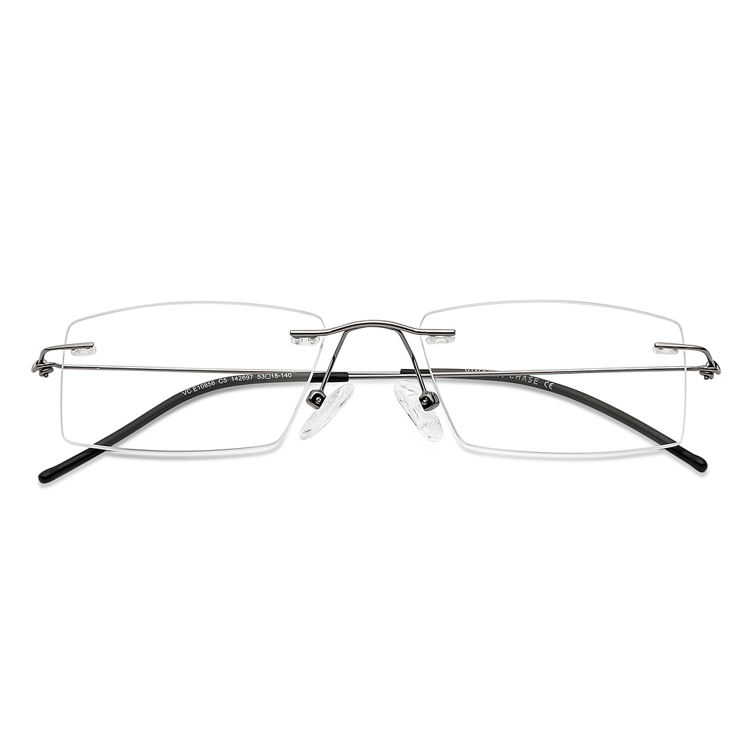 Vincent Chase Online Silver Rimless Rectangle left side