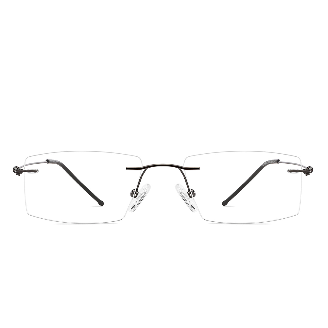 Vincent Chase Online Mid Gunmetal Rimless Rectangle left side