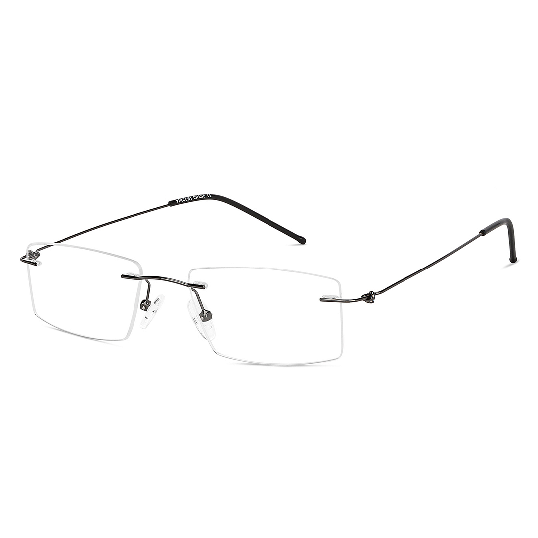Vincent Chase Online Mid Gunmetal Rimless Rectangle right side