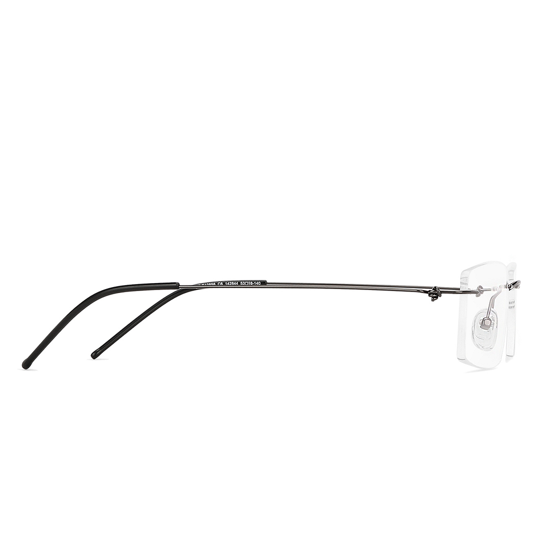 Vincent Chase Online Mid Gunmetal Rimless Rectangle left side