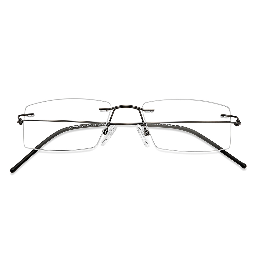 Vincent Chase Online Mid Gunmetal Rimless Rectangle left side