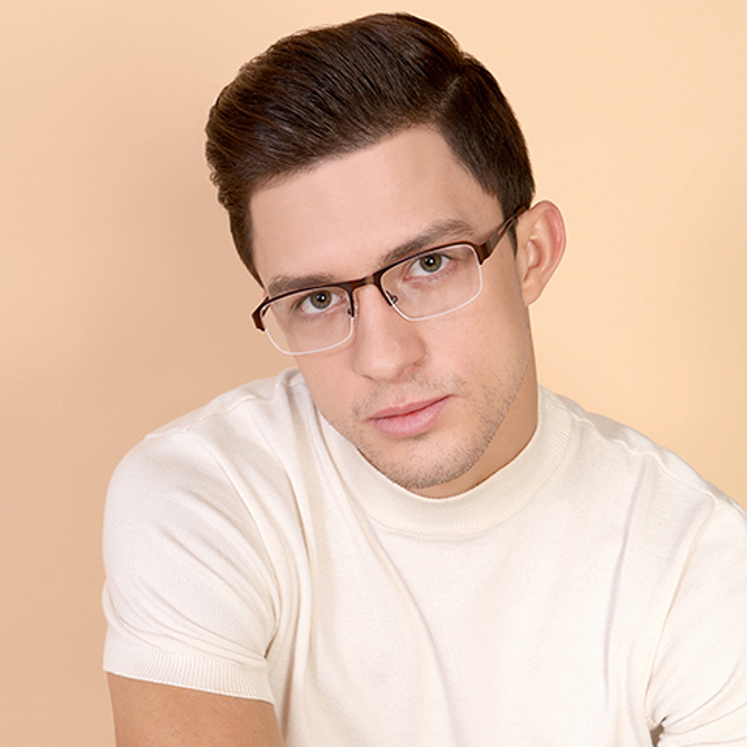 Vincent Chase Online Light Brown Half Rim Rectangle right side