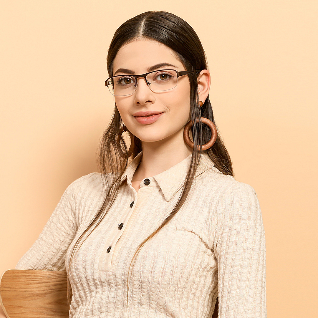 Vincent Chase Online Light Brown Half Rim Rectangle left side