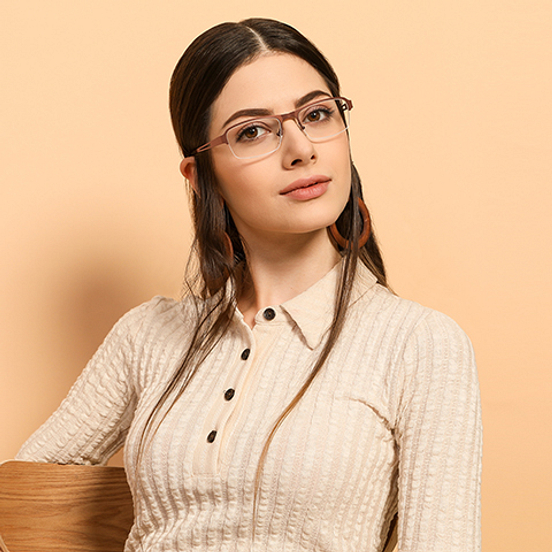 Vincent Chase Online Light Brown Half Rim Rectangle right side