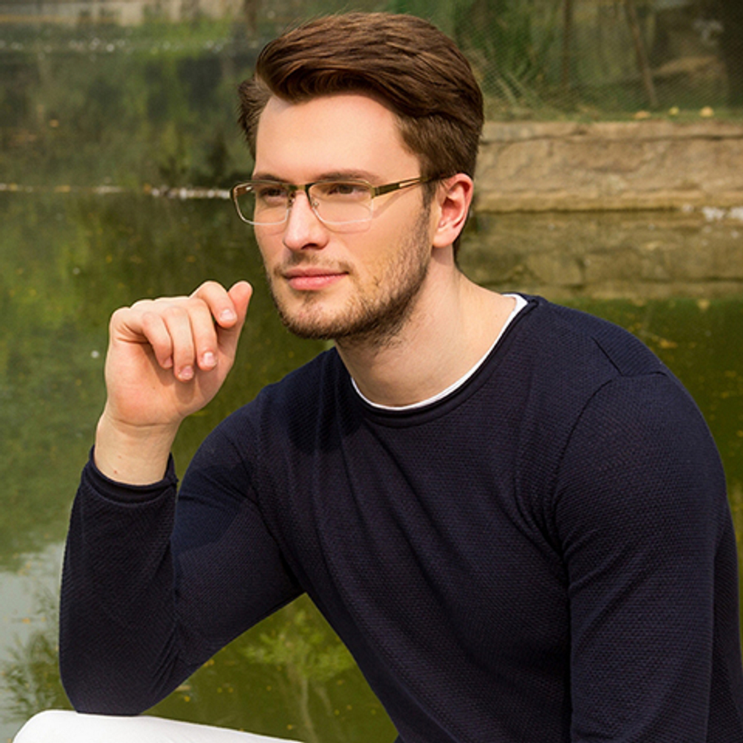 Vincent Chase Online Gold Half Rim Rectangle left side