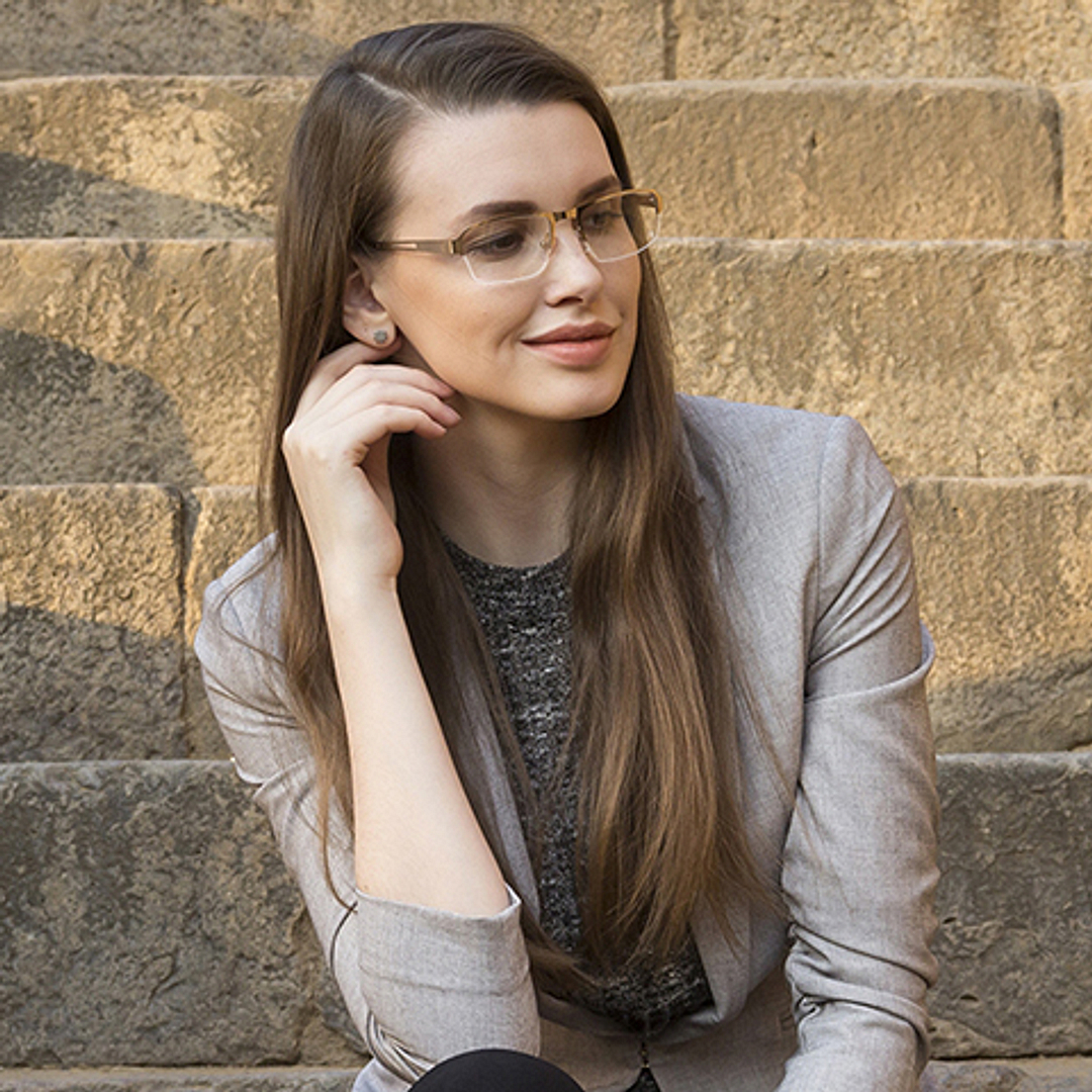 Vincent Chase Online Gold Half Rim Rectangle left side