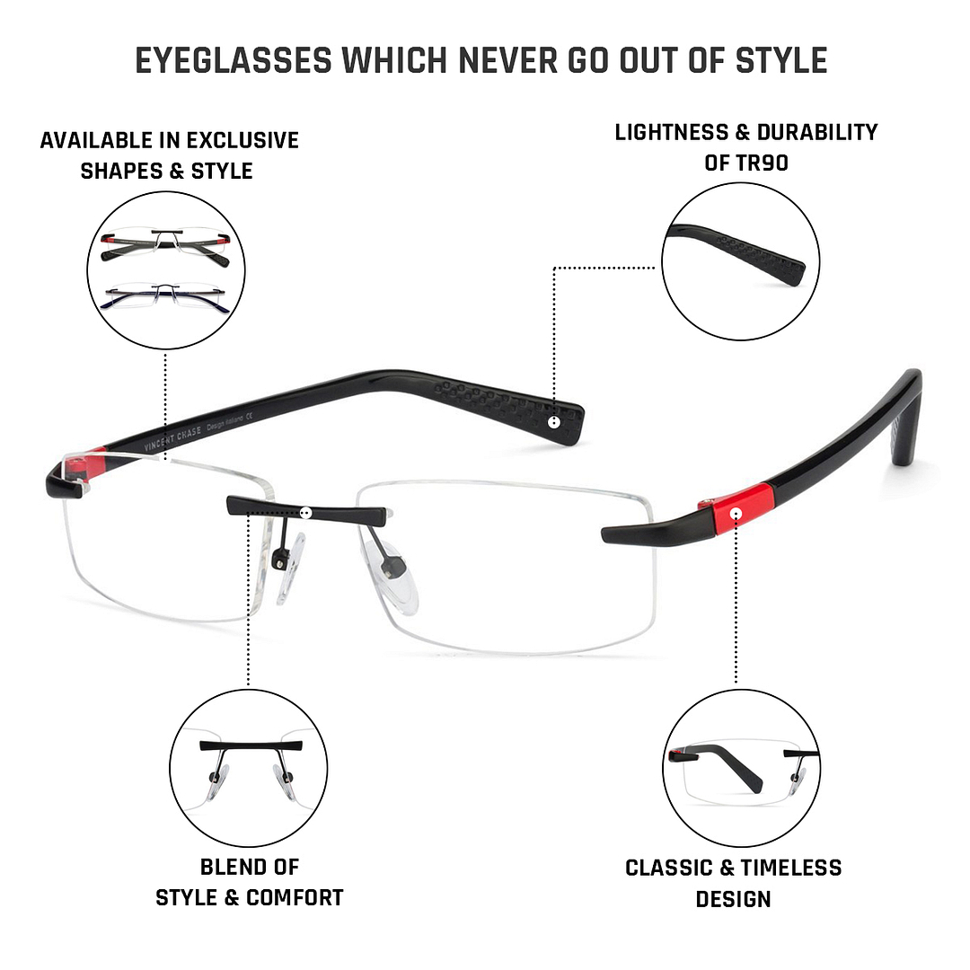 Lenskart Air Online Black Rimless Rectangle right side