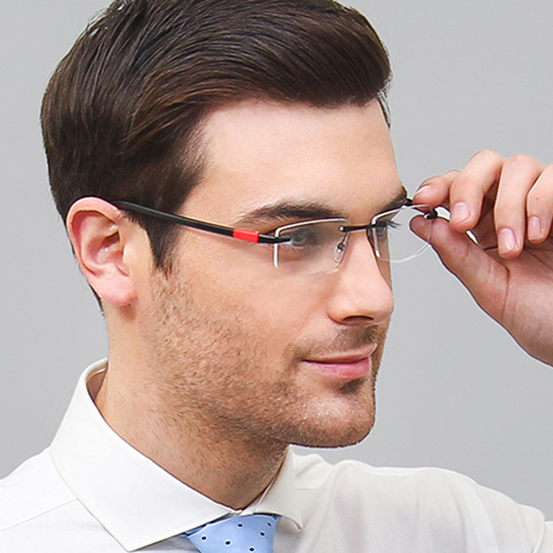 Lenskart Air Online Black Rimless Rectangle left side