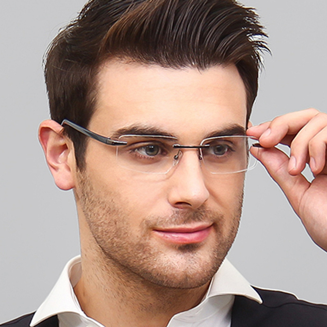 Lenskart Air Online Mid Gunmetal Rimless Rectangle right side