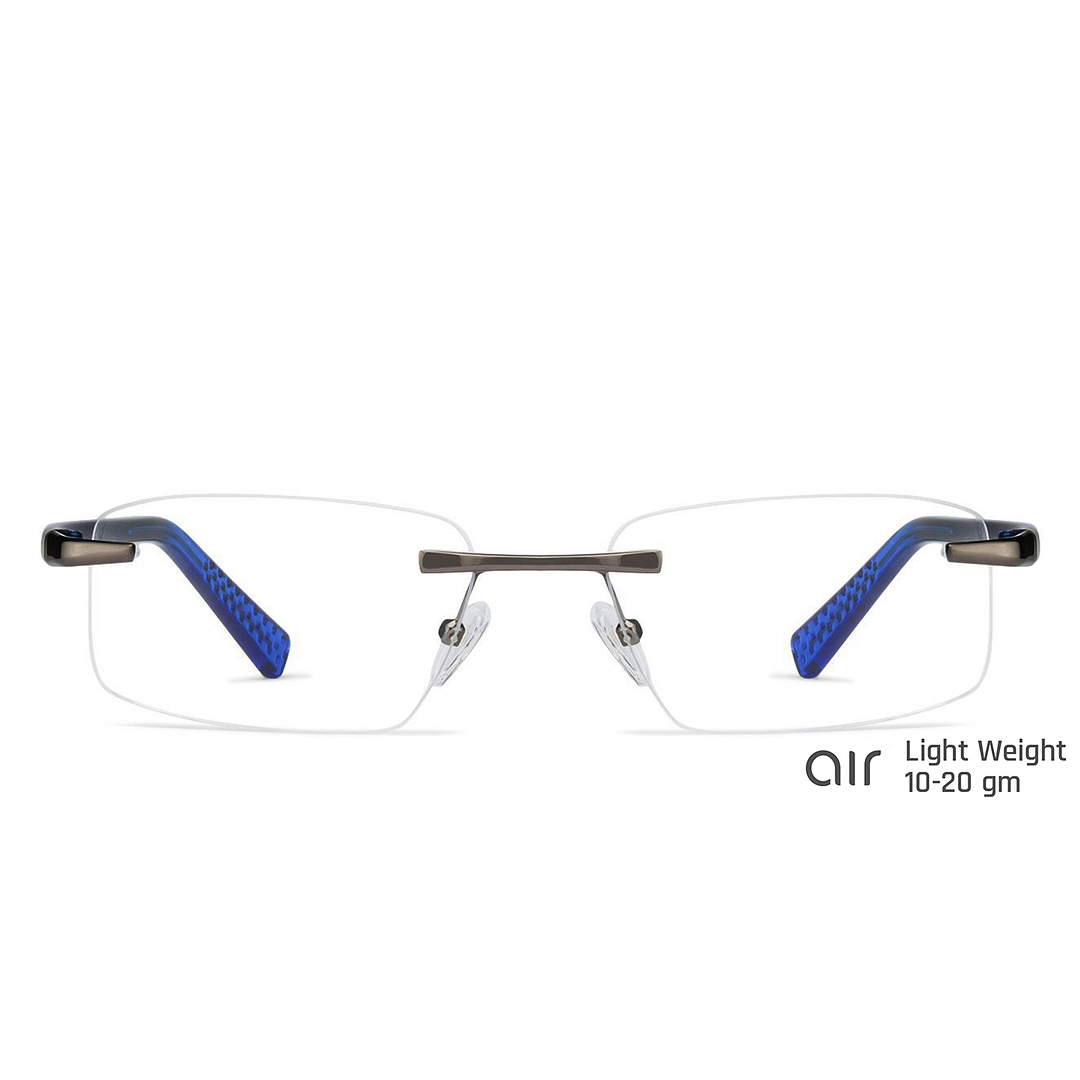 Lenskart Air Online Mid Gunmetal Rimless Rectangle left side