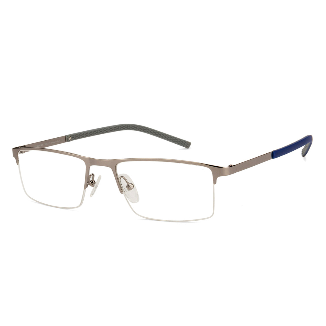 Vincent Chase Online Mid Gunmetal Half Rim Rectangle left side