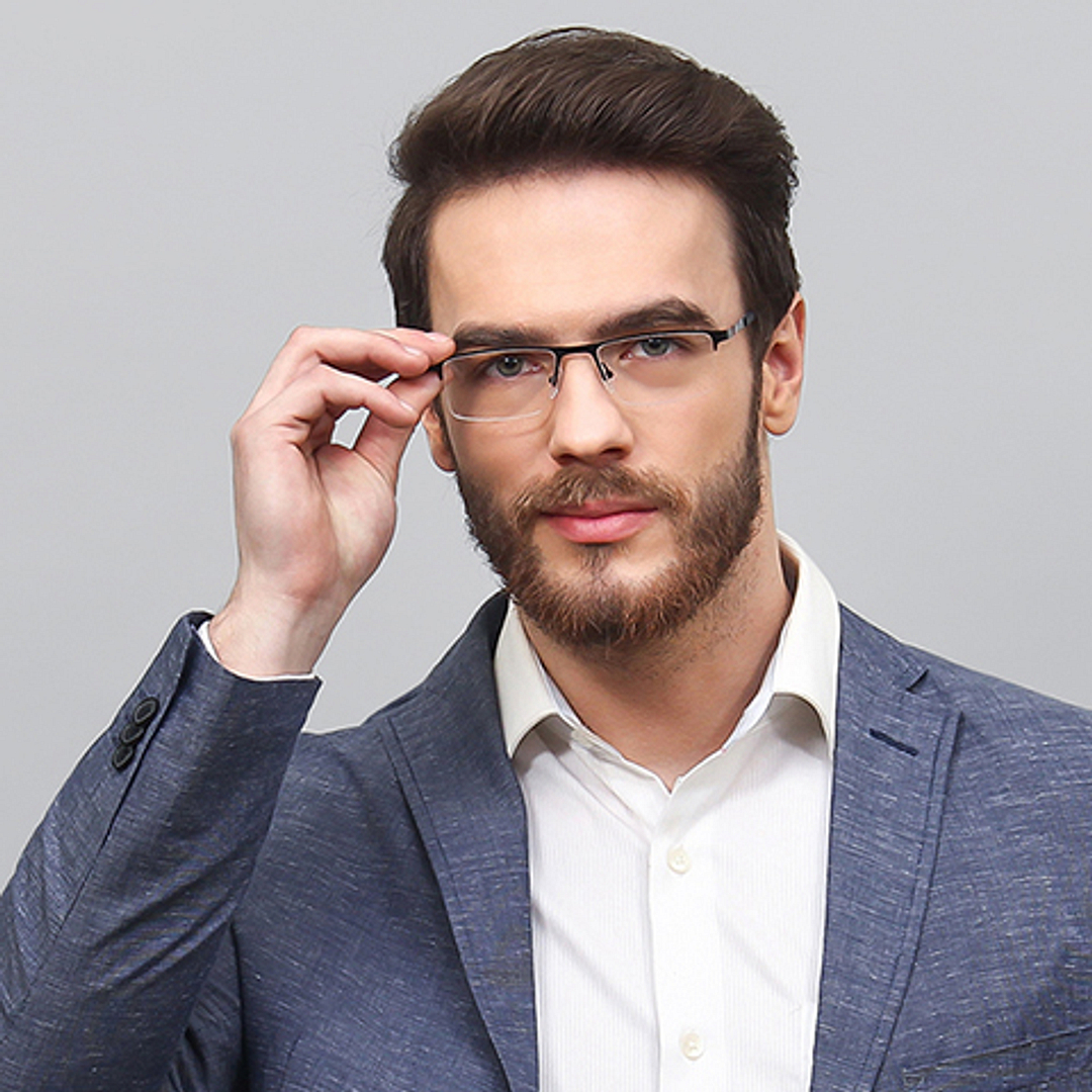 Vincent Chase Online Black Half Rim Rectangle left side