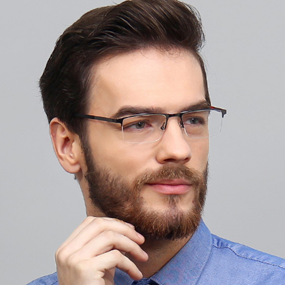 Vincent Chase Online Mid Gunmetal Half Rim Rectangle right side