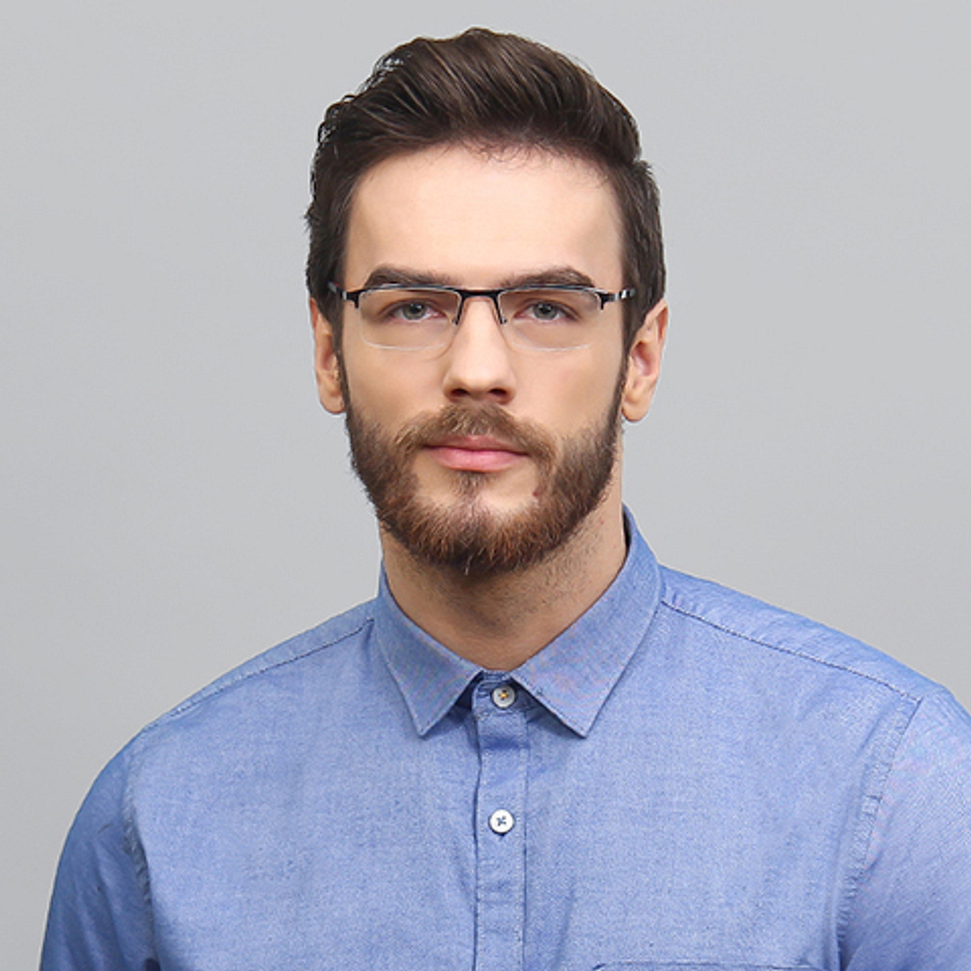 Vincent Chase Online Mid Gunmetal Half Rim Rectangle left side