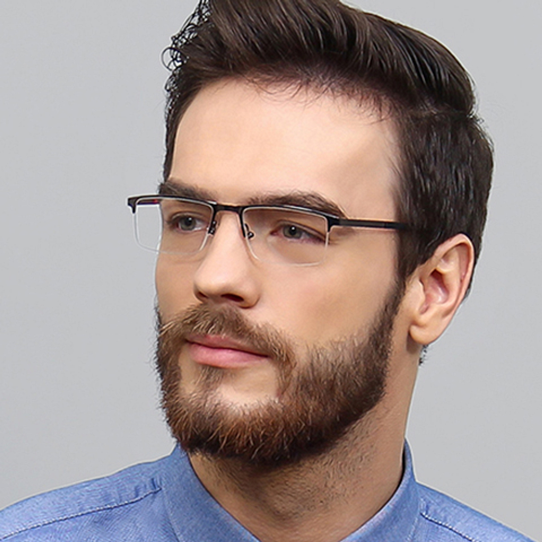 Vincent Chase Online Mid Gunmetal Half Rim Rectangle left side