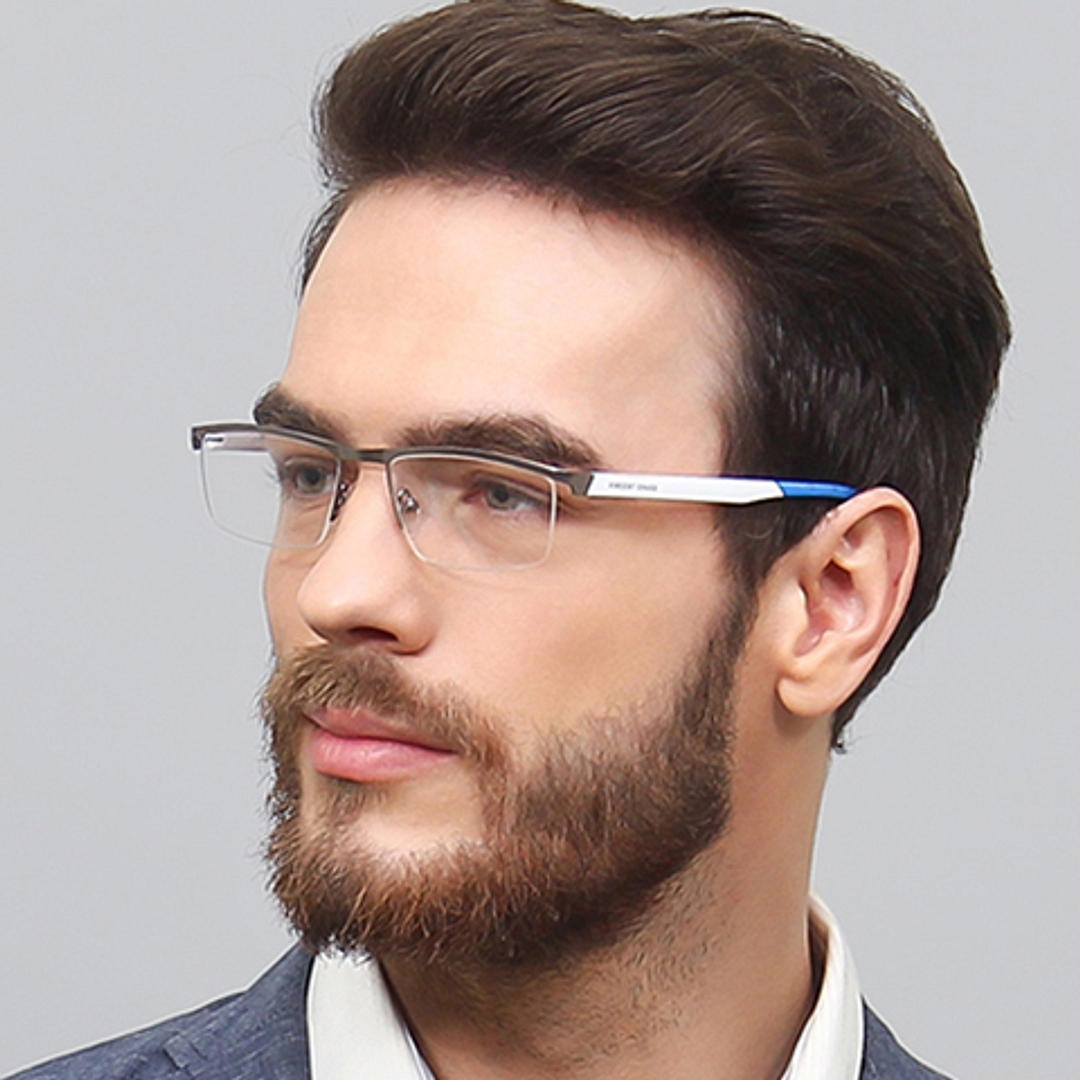 Lenskart Air Online Mid Gunmetal Half Rim Rectangle left side