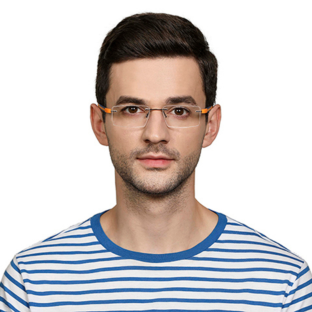 Lenskart Air Online Mid Gunmetal Rimless Rectangle right side