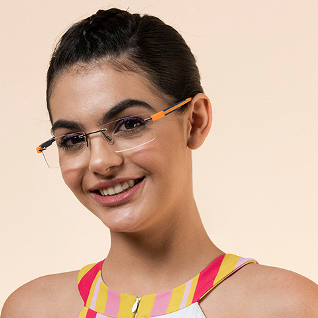 Lenskart Air Online Mid Gunmetal Rimless Rectangle right side