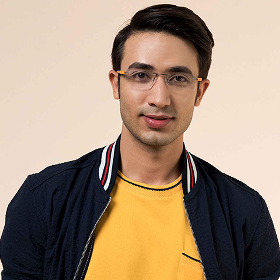 Lenskart Air Online Mid Gunmetal Rimless Rectangle left side