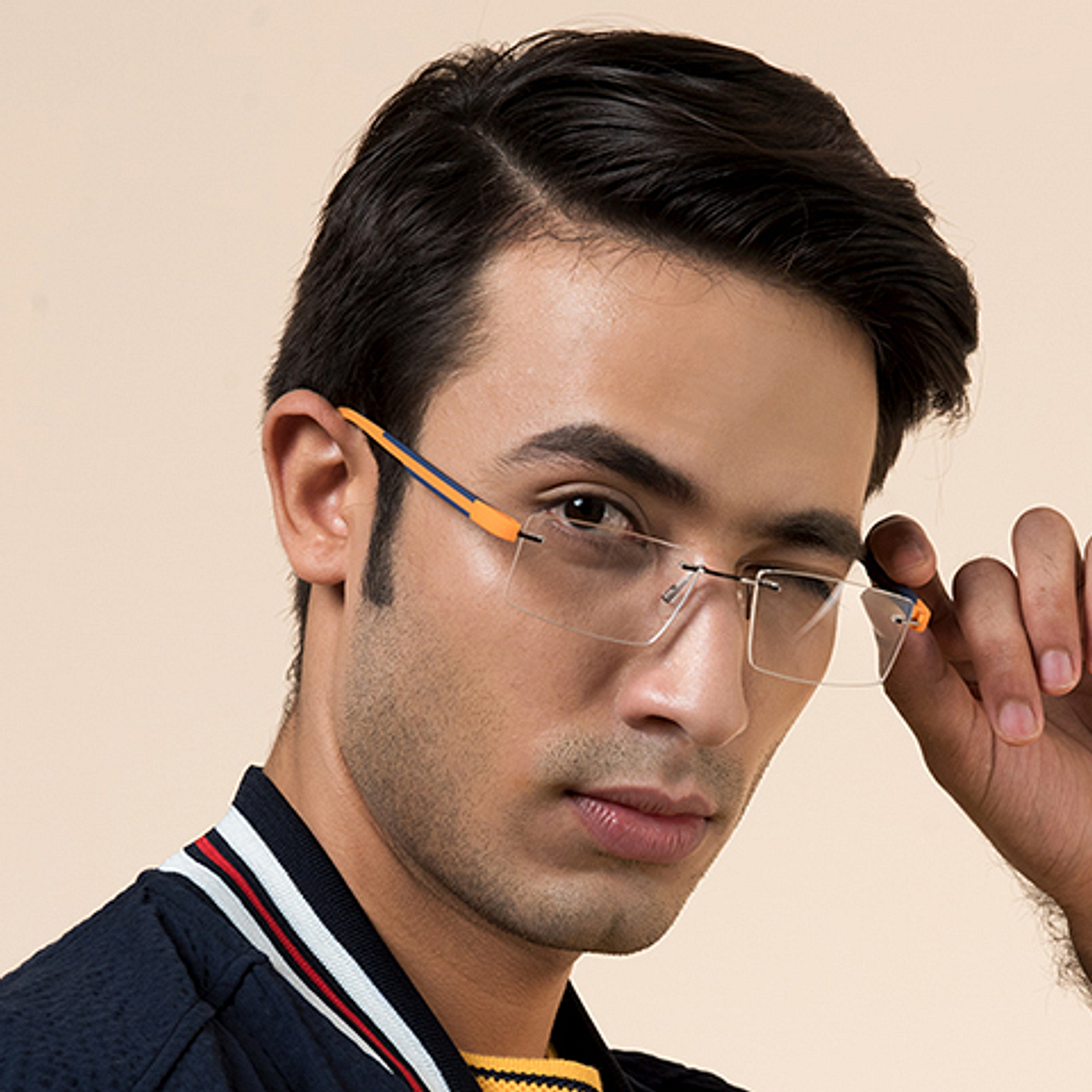 Lenskart Air Online Mid Gunmetal Rimless Rectangle right side