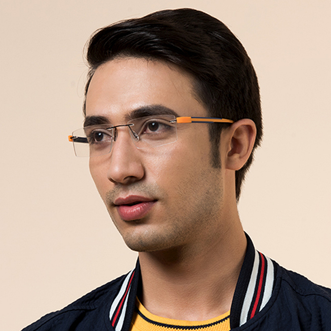 Lenskart Air Online Mid Gunmetal Rimless Rectangle left side