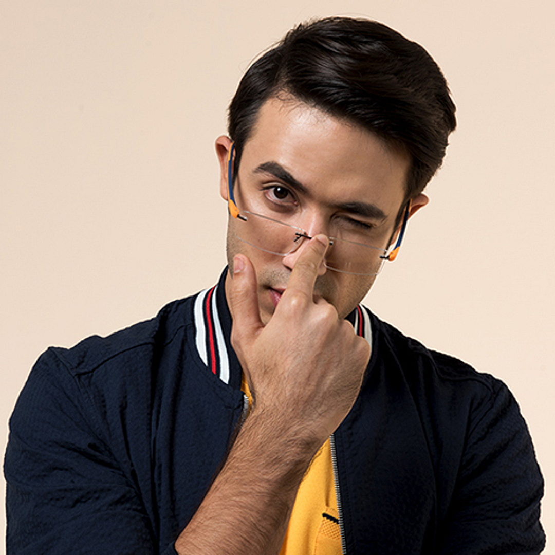 Lenskart Air Online Mid Gunmetal Rimless Rectangle right side