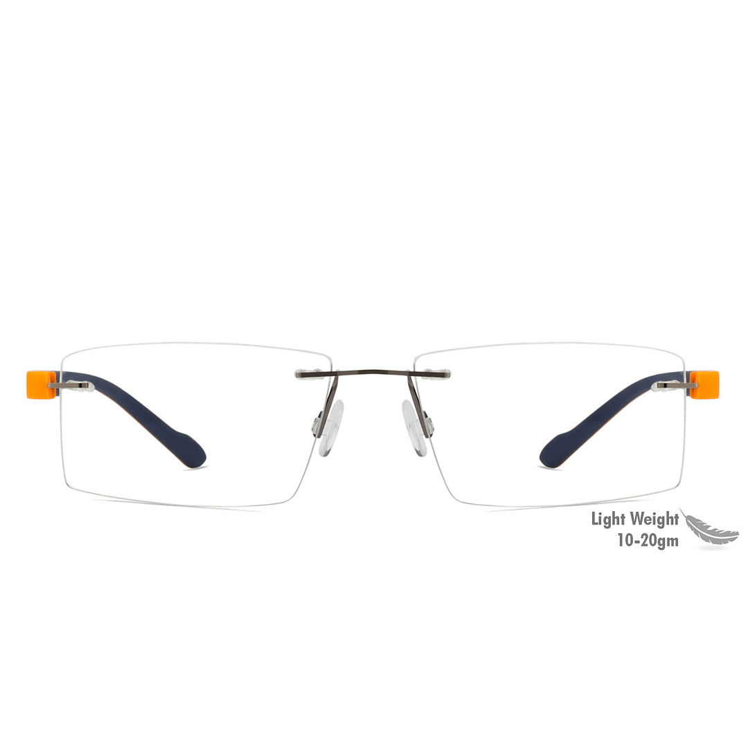Lenskart Air Online Mid Gunmetal Rimless Rectangle left side
