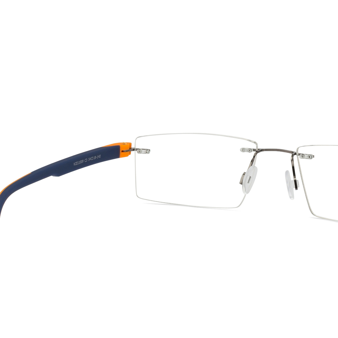 Lenskart Air Online Mid Gunmetal Rimless Rectangle left side