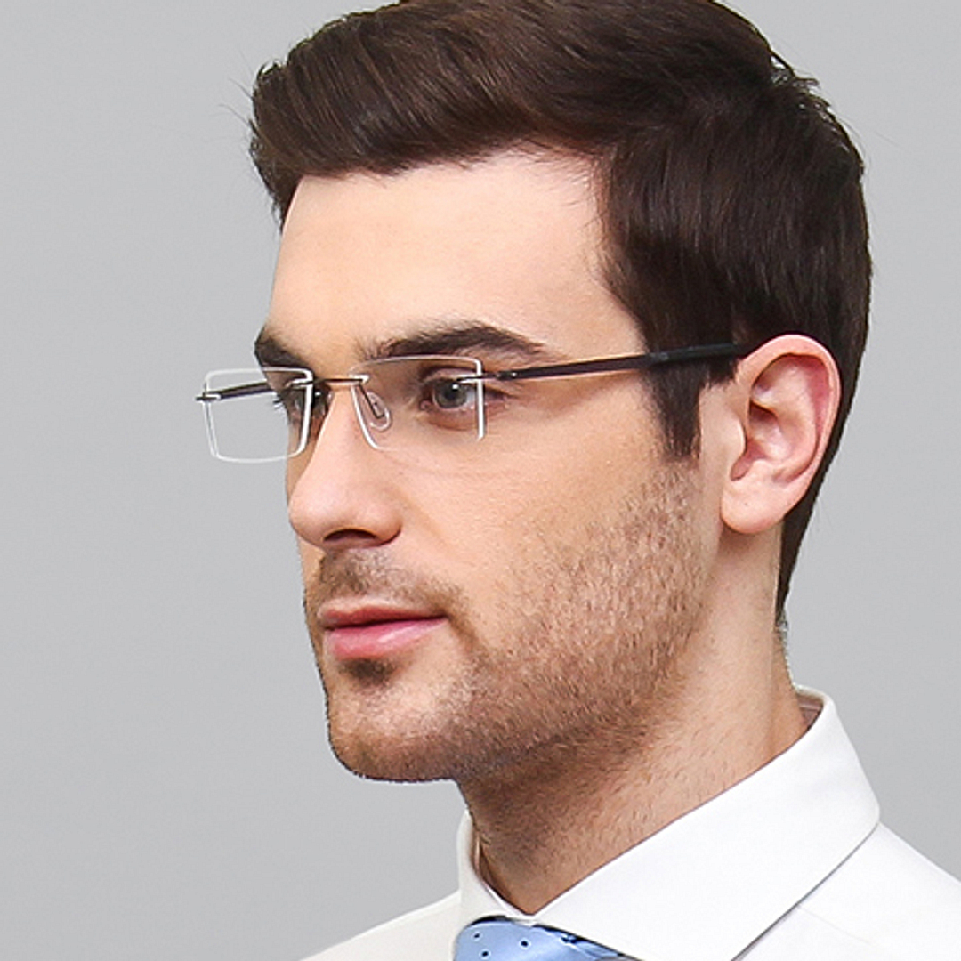 Lenskart Air Online Mid Gunmetal Rimless Rectangle right side