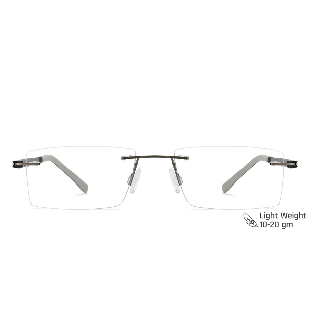 Lenskart Air Online Mid Gunmetal Rimless Rectangle left side