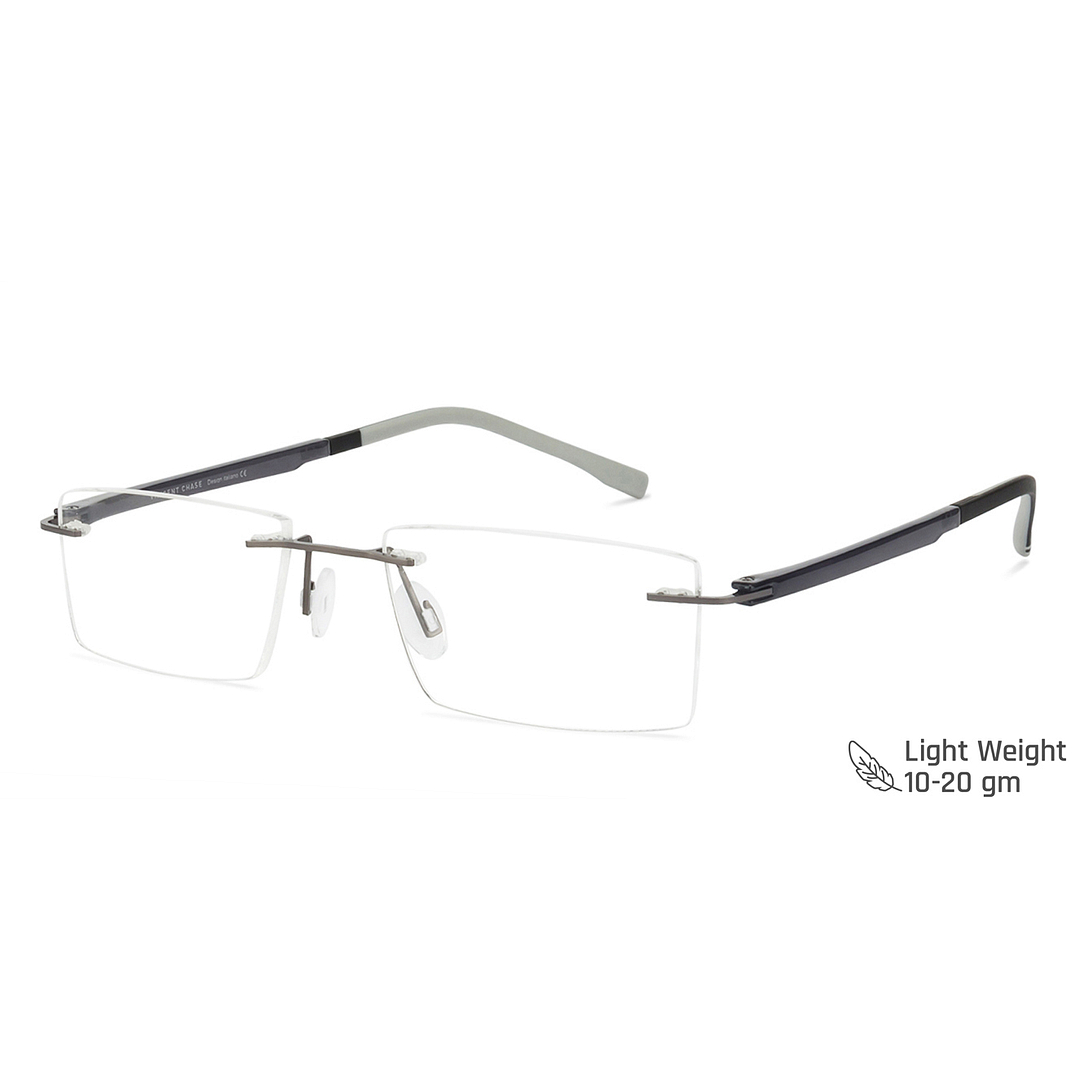 Lenskart Air Online Mid Gunmetal Rimless Rectangle right side