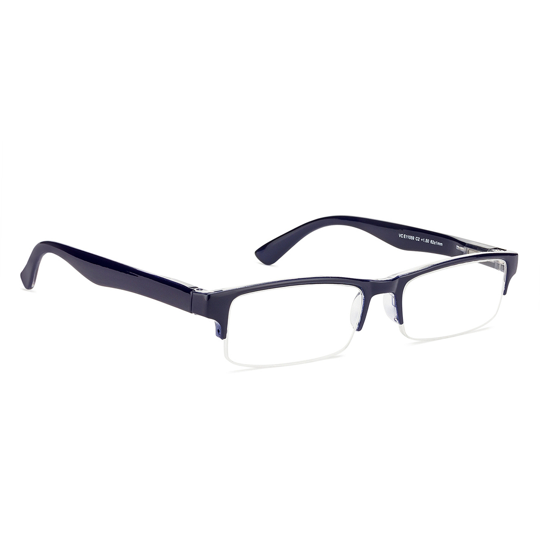 Lenskart READERS Blue Navy Blue Half Rim Rectangle Lenskart READERS VC E11059 Only for 1 5 Prefitted Powers left side