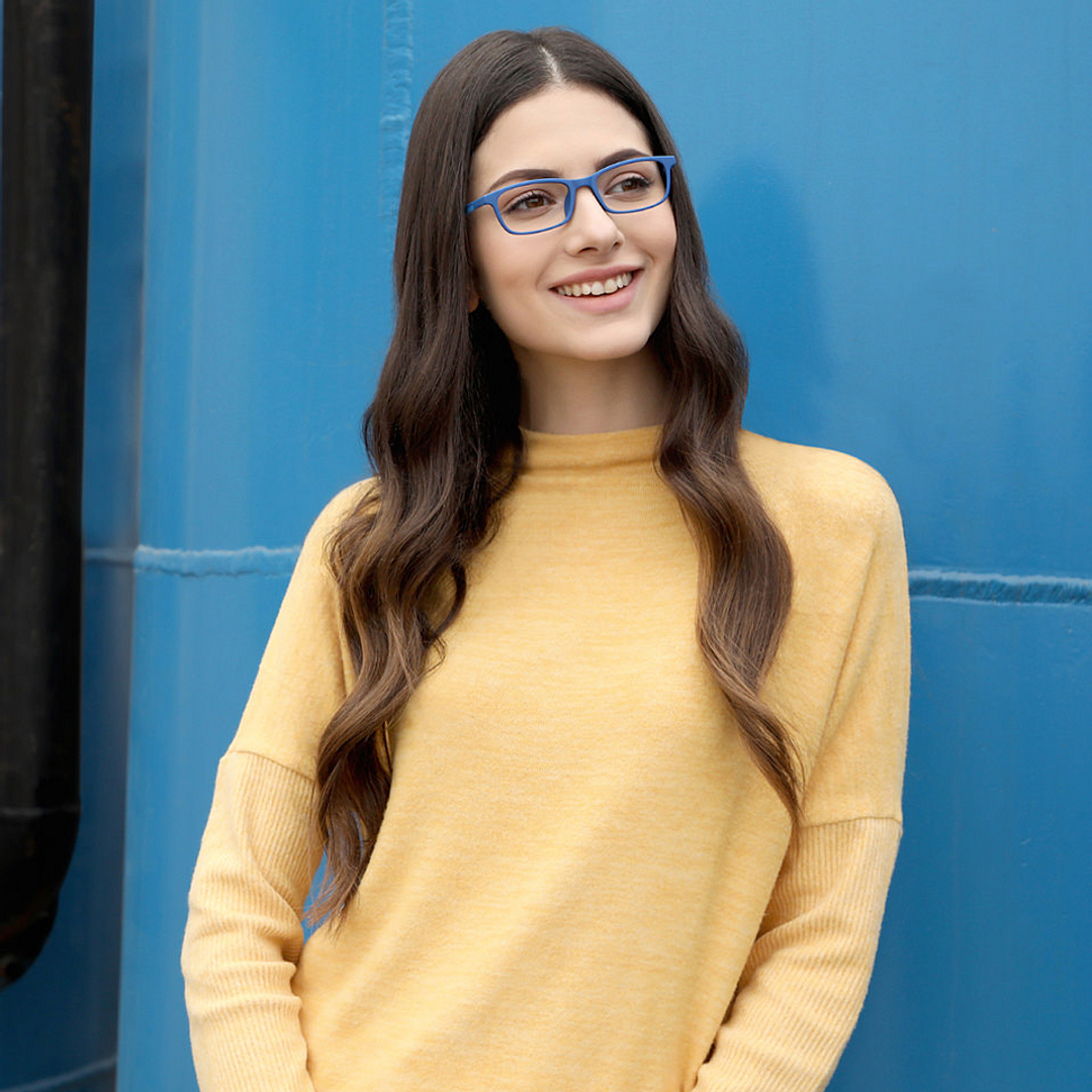 Lenskart Air Online Sky Blue Full Rim Rectangle left side